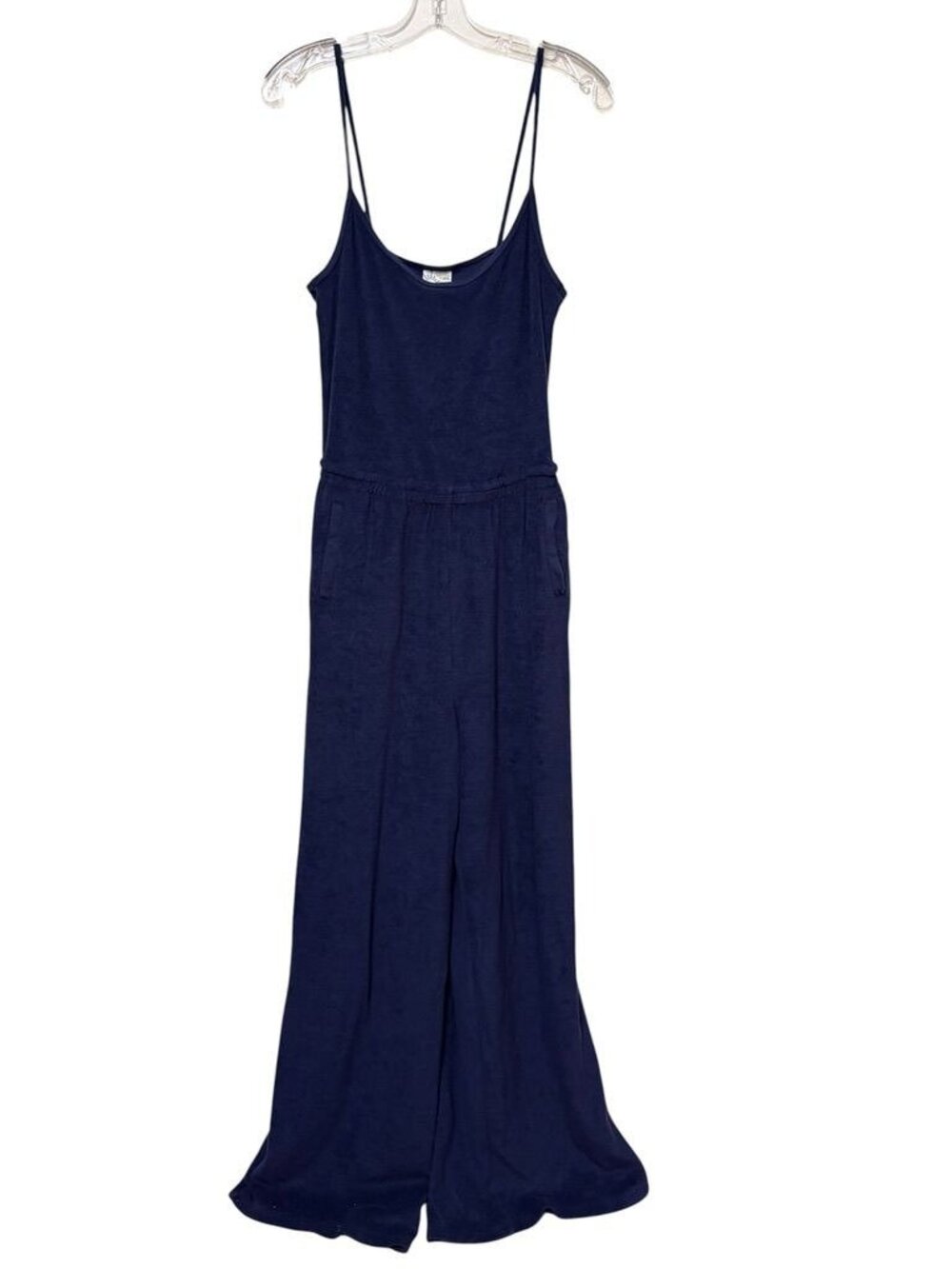OFFLINE By Aerie Terry Jumpsuit XS Wide Leg Navy Blue Athleisure Beach Lounge